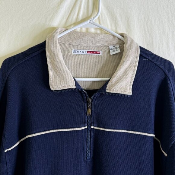 Grand Slam Blue & Beige 1/4 Zip Long Sleeve Athletic Pullover Top Men’s Size XL* - Picture 3 of 7